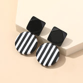 Striped Acrylic Round Square Earrings